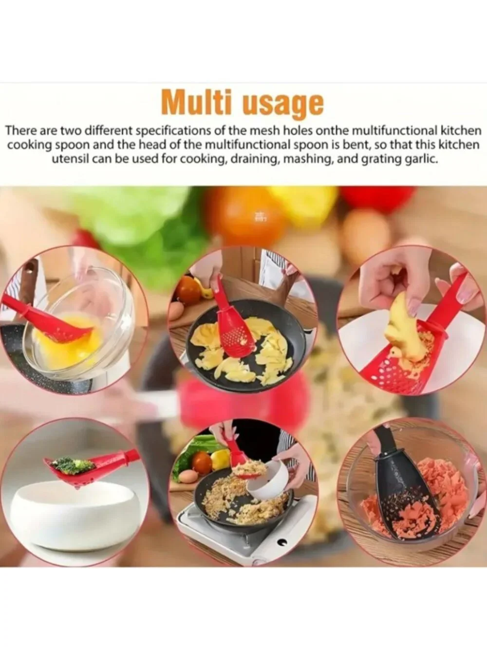 7‑in‑1 Multi‑Functional Kitchen Tool – Whisk, Masher, Grinder, Strainer Spatula